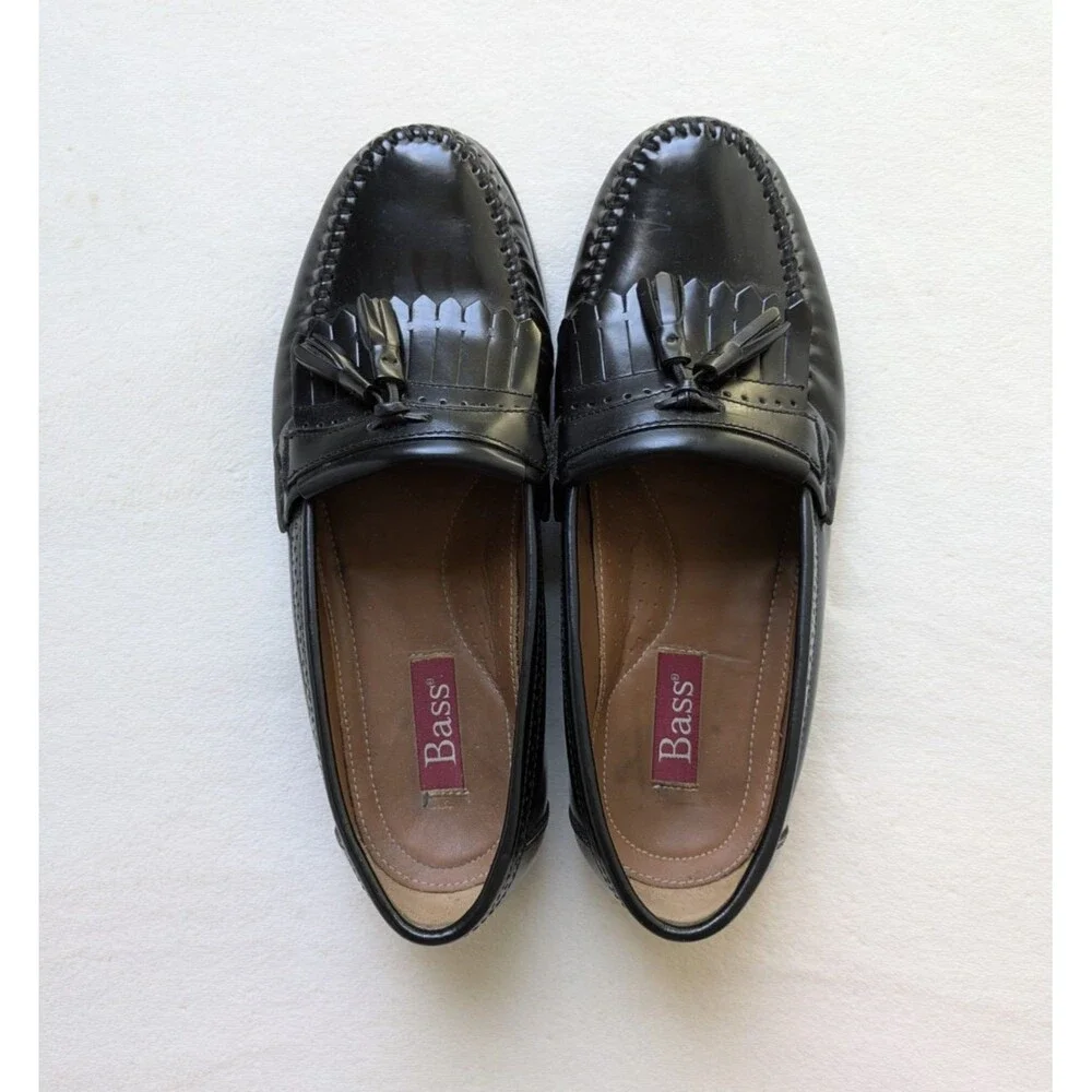 Bass Weejun Slip-On Black Tassel Men's Dress Shoes Size 8.5 EE